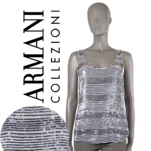 Armani Collezioni Striped Sequins Tank-Top medium​​​​ - Picture 1 of 13